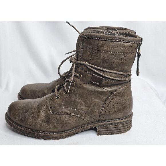 Patrizia by Spring Step Sequin Taupe Women's 8 EU 38 Zip Up Combat Moto Boots - Picture 1 of 6